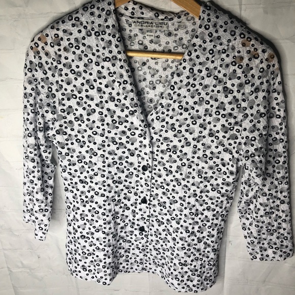 Andria Lieu 2 piece black and white tank/button up blouse set Petite Small PS - Picture 1 of 9